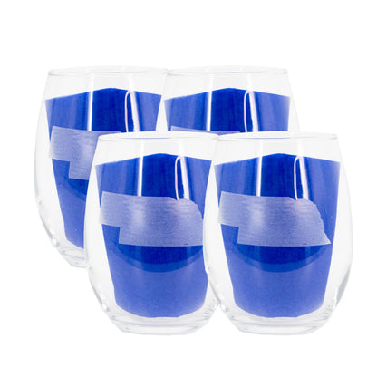 Stemless Wine Glass | Nebraska Engraved | Pack of 4 | 11.5 oz | RCK Creations & More