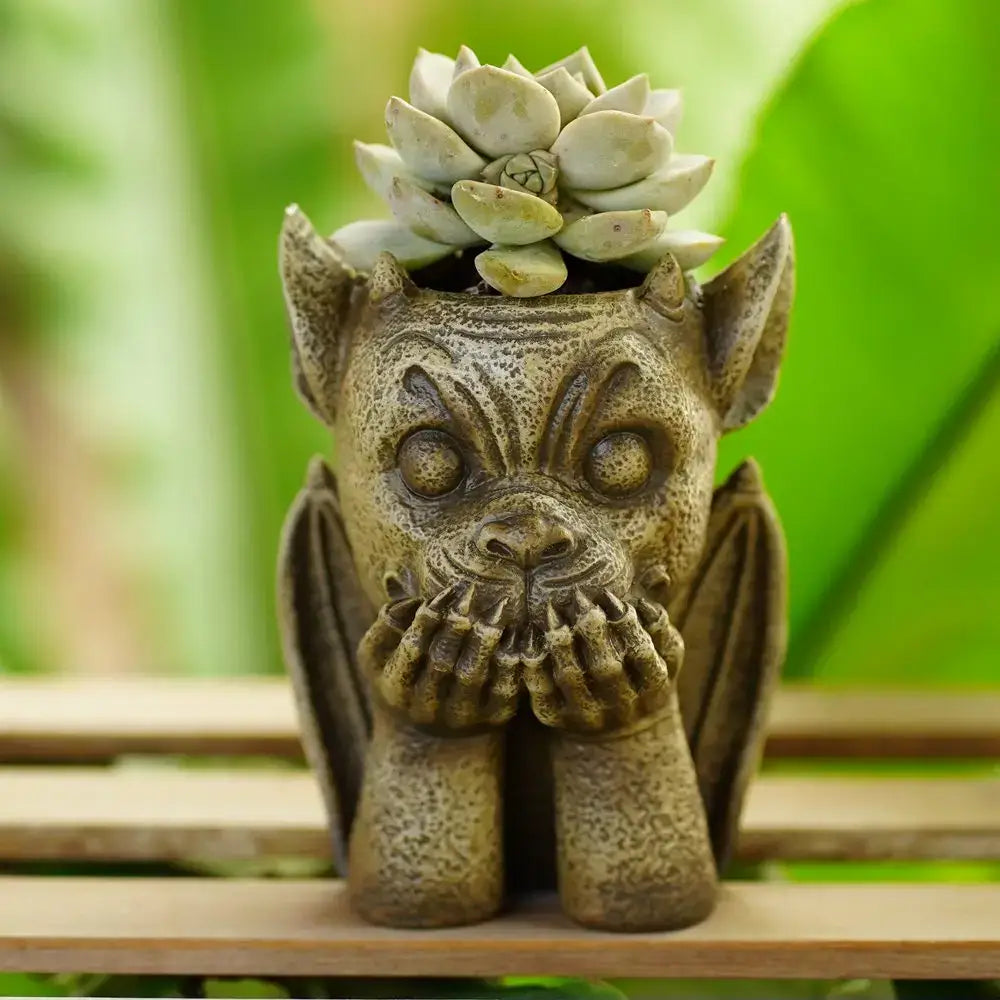 Stone gargoyle resin vase sculpture garden succulent planter set