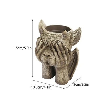 Stone gargoyle resin vase sculpture garden succulent planter set