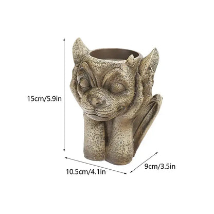 Stone gargoyle resin vase sculpture garden succulent planter set