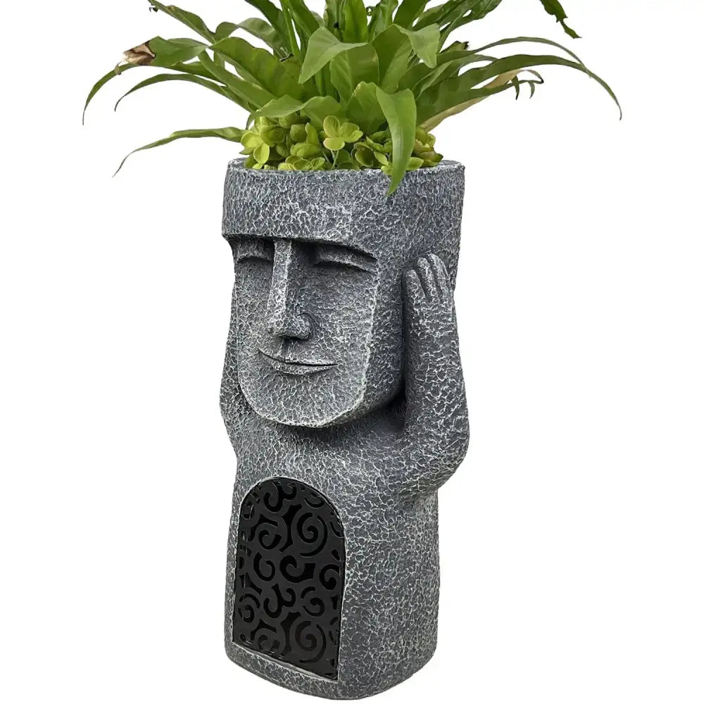 Stone gray easter island statue sculpture garden moai planter