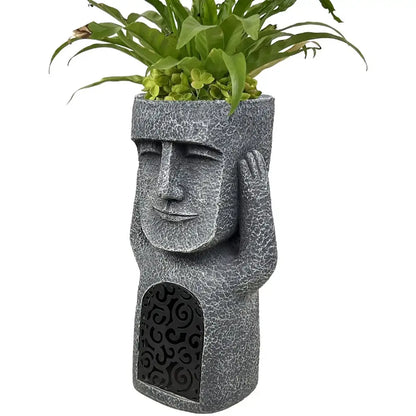 Stone gray easter island statue sculpture garden moai planter