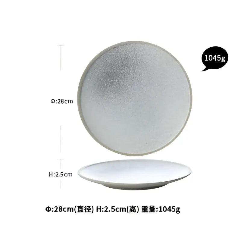 Stone inspired speckled blue & white ceramic dinner plate set dining room