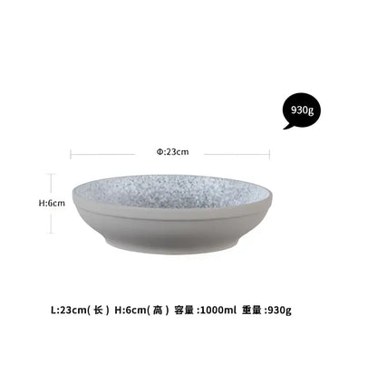 Stone inspired speckled blue & white ceramic dinner plate set dining room