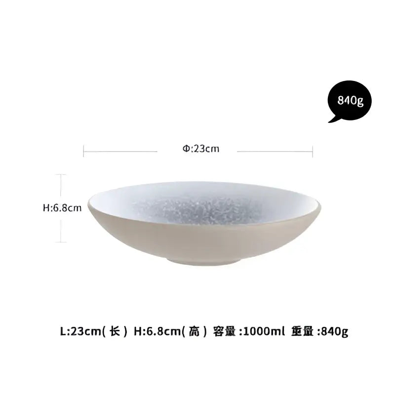 Stone inspired speckled blue & white ceramic dinner plate set dining room