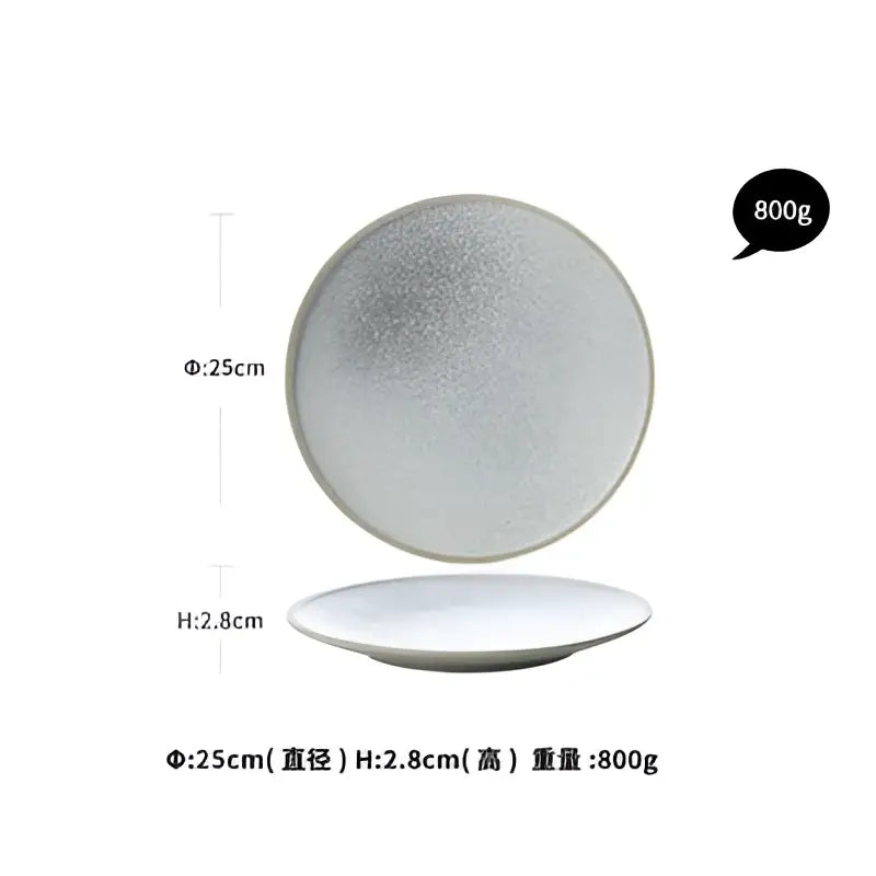 Stone inspired speckled blue & white ceramic dinner plate set dining room