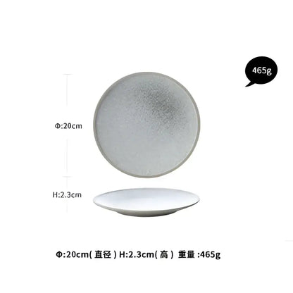 Stone inspired speckled blue & white ceramic dinner plate set dining room