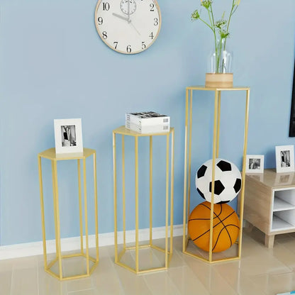 Modern gold hexagonal 6-piece storage rack dining room cake stands
