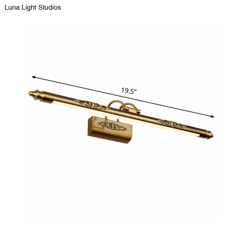 DecorBites™ Streamlined Brass LED Wall Vanity Light with Curvy Arm - Contemporary Warm/White Lighting