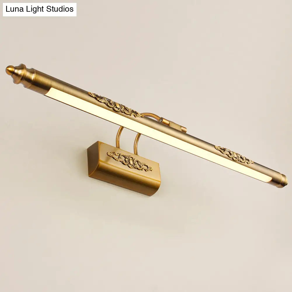 DecorBites™ Streamlined Brass LED Wall Vanity Light with Curvy Arm - Contemporary Warm/White Lighting