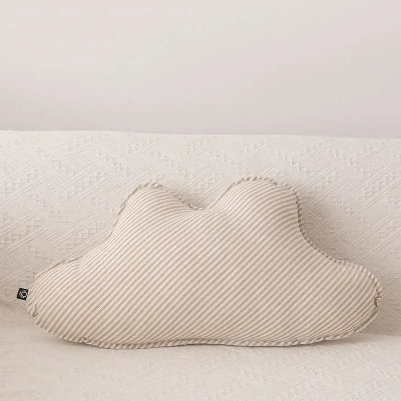 Striped beige & cream corduroy cloud star kids bedroom pillow