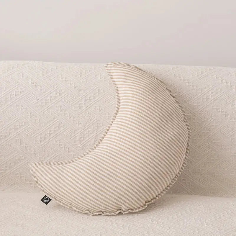 Striped beige & cream corduroy cloud star kids bedroom pillow