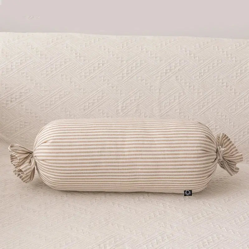 Striped beige & cream corduroy cloud star kids bedroom pillow