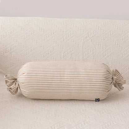 Striped beige & cream corduroy cloud star kids bedroom pillow