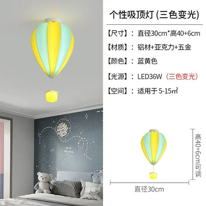 Striped fabric hot air balloon lamp kids bedroom ceiling light
