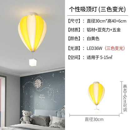 Striped fabric hot air balloon lamp kids bedroom ceiling light