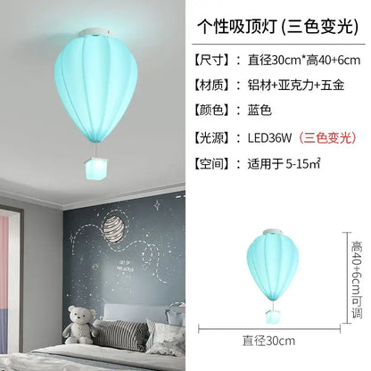 Striped fabric hot air balloon lamp kids bedroom ceiling light