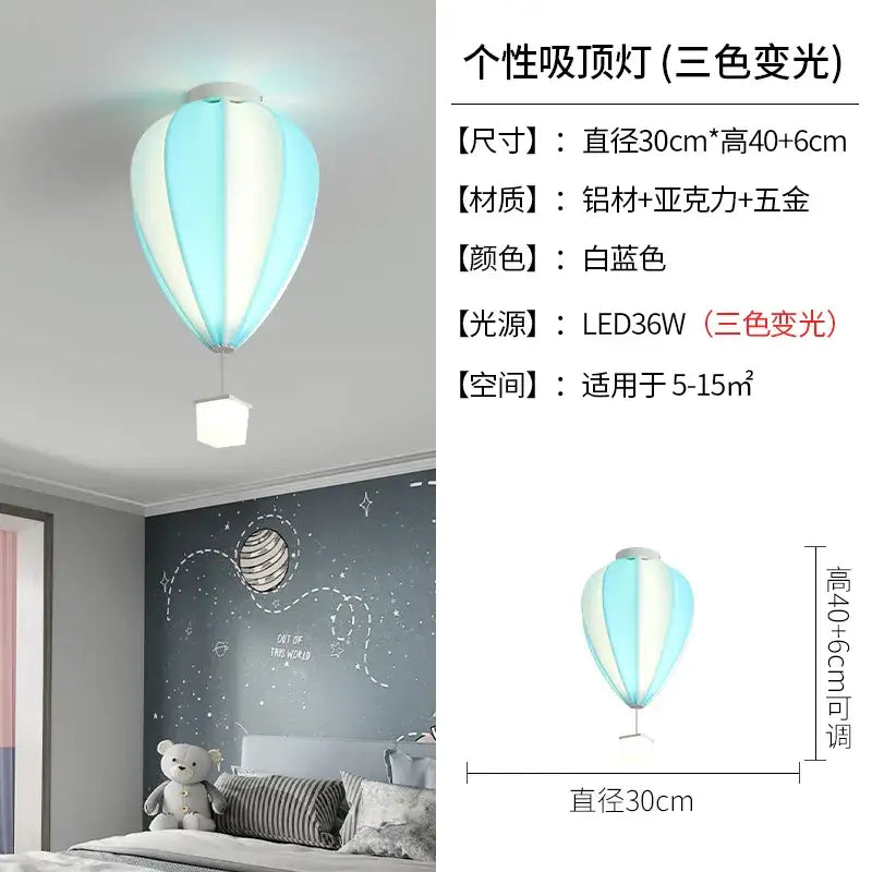 Striped fabric hot air balloon lamp kids bedroom ceiling light