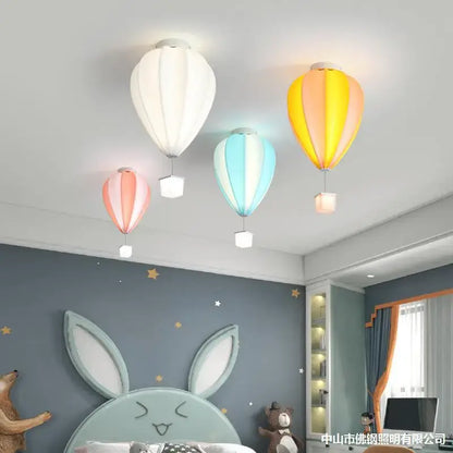 Striped fabric hot air balloon lamp kids bedroom ceiling light