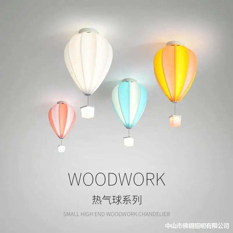 Striped fabric hot air balloon lamp kids bedroom ceiling light
