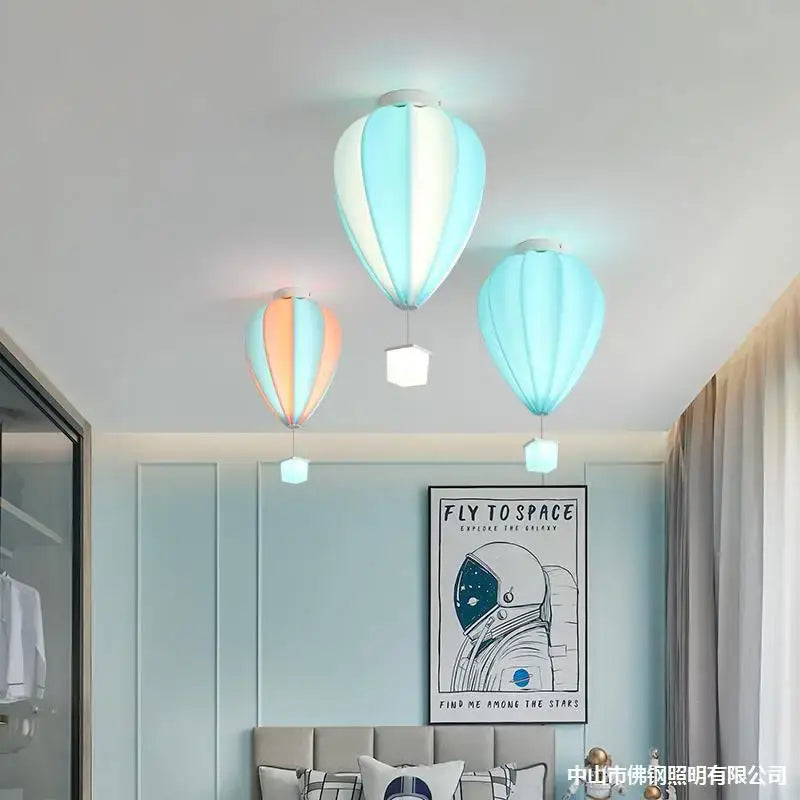 Striped fabric hot air balloon lamp kids bedroom ceiling light