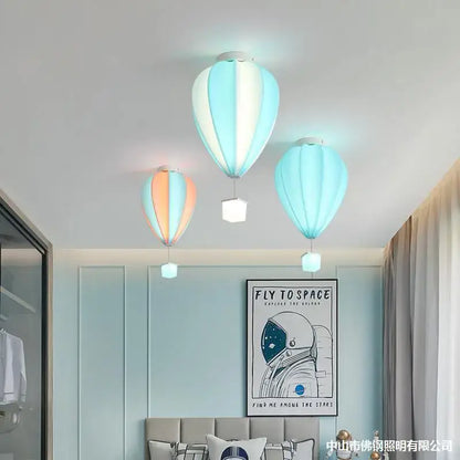 Striped fabric hot air balloon lamp kids bedroom ceiling light