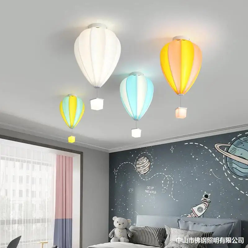 Striped fabric hot air balloon lamp kids bedroom ceiling light