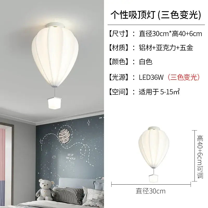 Striped fabric hot air balloon lamp kids bedroom ceiling light