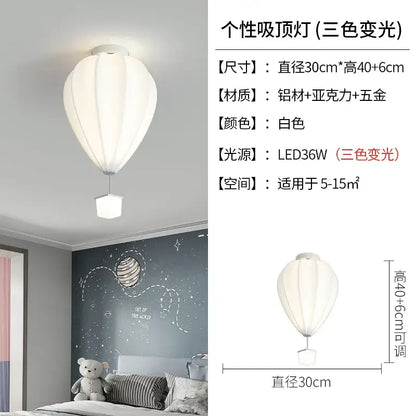 Striped fabric hot air balloon lamp kids bedroom ceiling light
