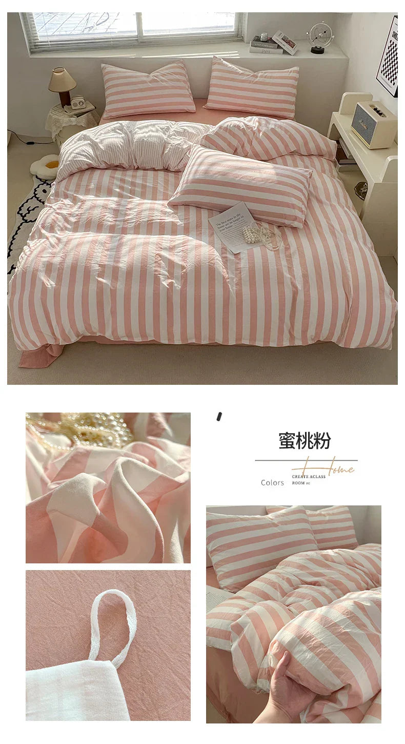 DecorBites™ Striped Quilt Set with Pillowcases and Sheet