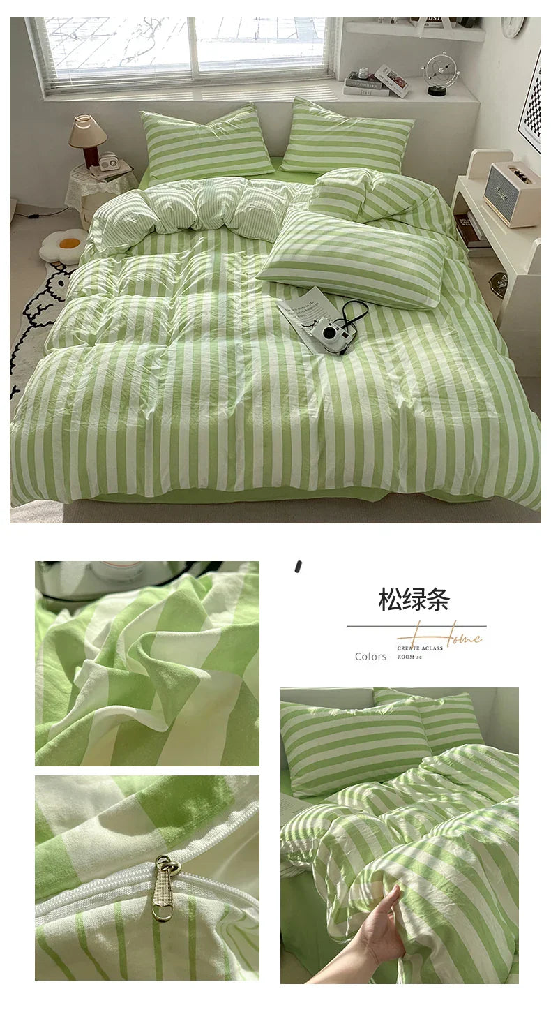 DecorBites™ Striped Quilt Set with Pillowcases and Sheet