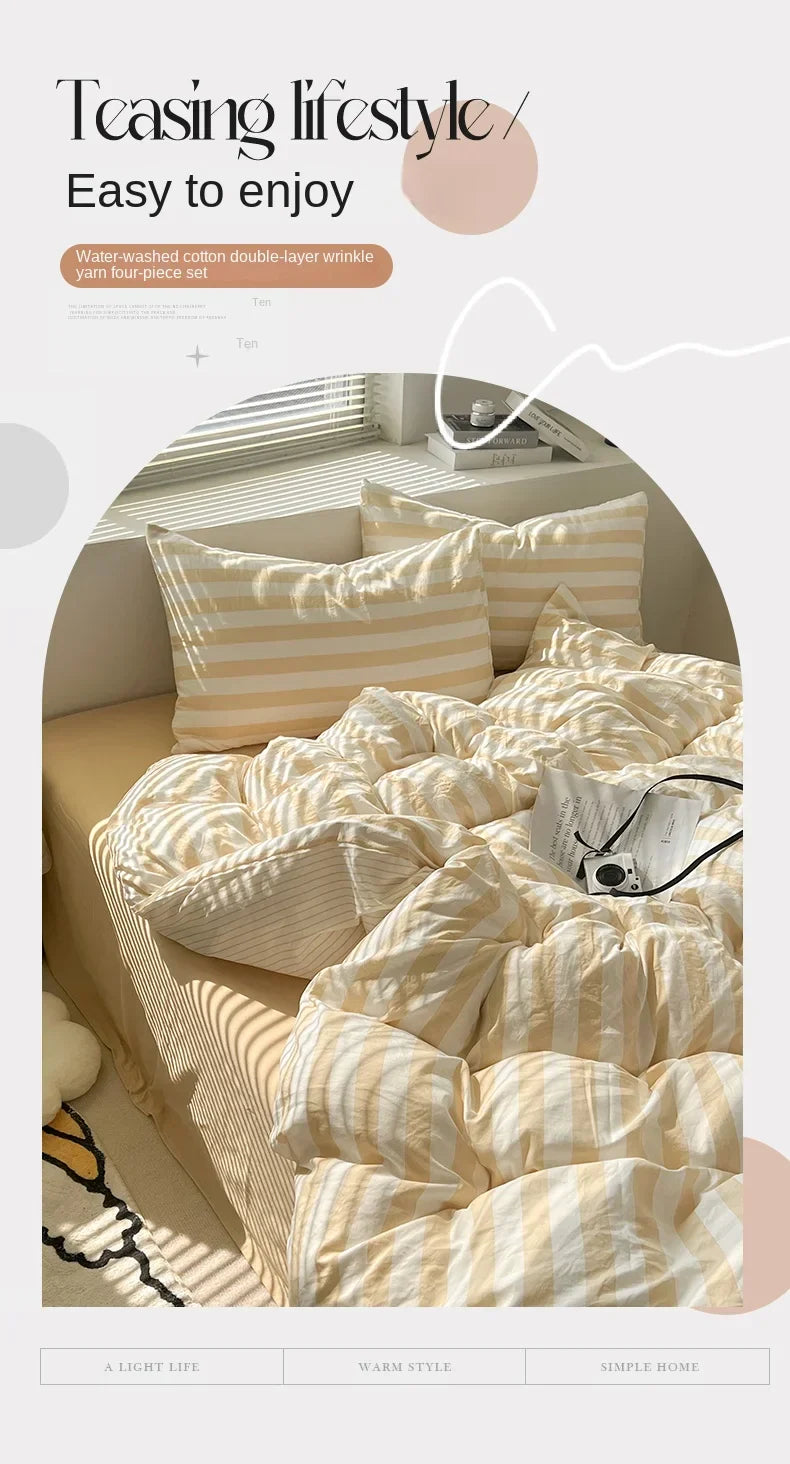 DecorBites™ Striped Quilt Set with Pillowcases and Sheet