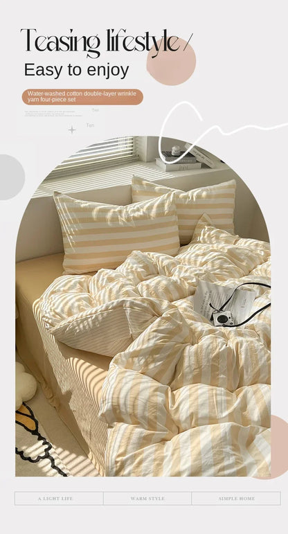 DecorBites™ Striped Quilt Set with Pillowcases and Sheet