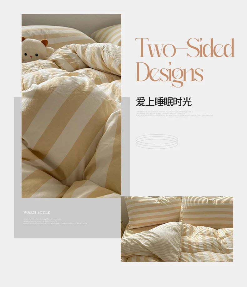 DecorBites™ Striped Quilt Set with Pillowcases and Sheet