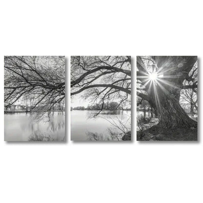 DecorBites™ "Stunning Big Tree Lake Sunset Canvas Posters"