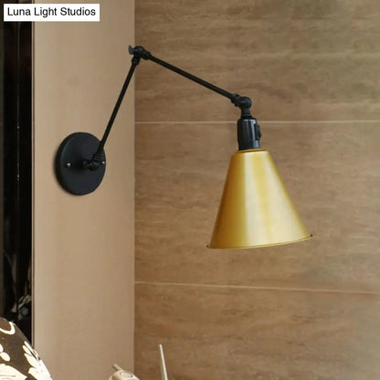 DecorBites™ Stylish Antique Wrought Iron Wall Sconce with Cone Table Design and 1 Head in Black or White