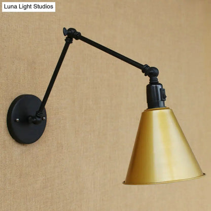 DecorBites™ Stylish Antique Wrought Iron Wall Sconce with Cone Table Design and 1 Head in Black or White