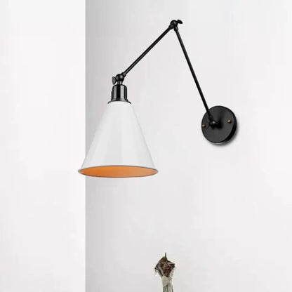 DecorBites™ Stylish Antique Wrought Iron Wall Sconce with Cone Table Design and 1 Head in Black or White