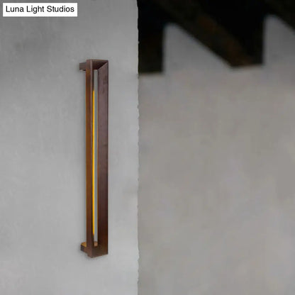 DecorBites™ Stylish Asian Wooden LED Wall Sconce in Dark Brown - Ideal for Study Room & Bathroom Lighting