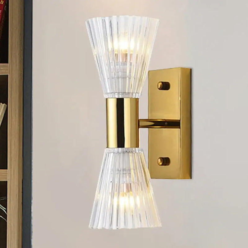 DecorBites™ Stylish Crystal Hourglass Wall Light Fixture - 2-Light Gold Up and Down Wall Sconce