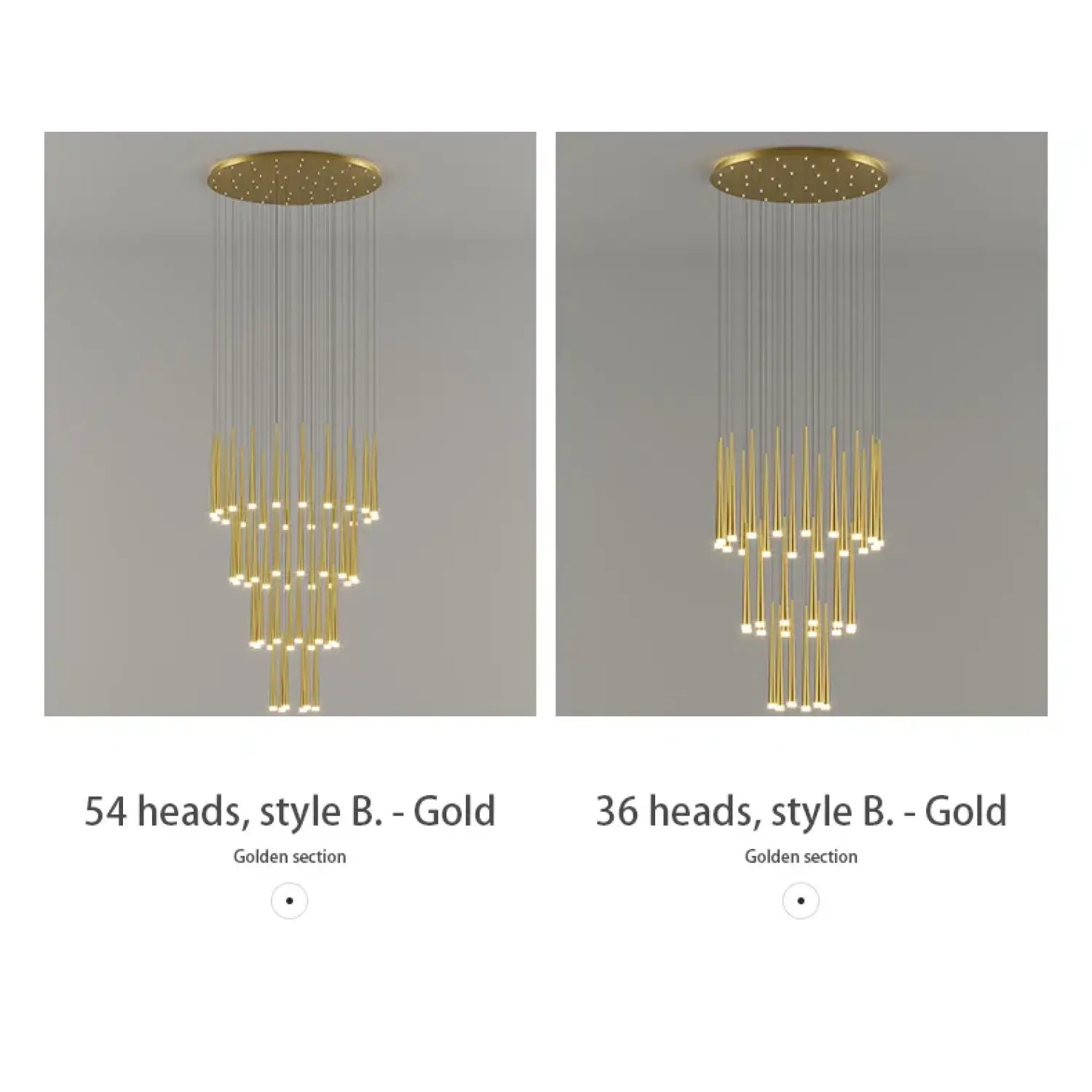 Stylish & Long Chandelier for Staircase with Compound Ring Design