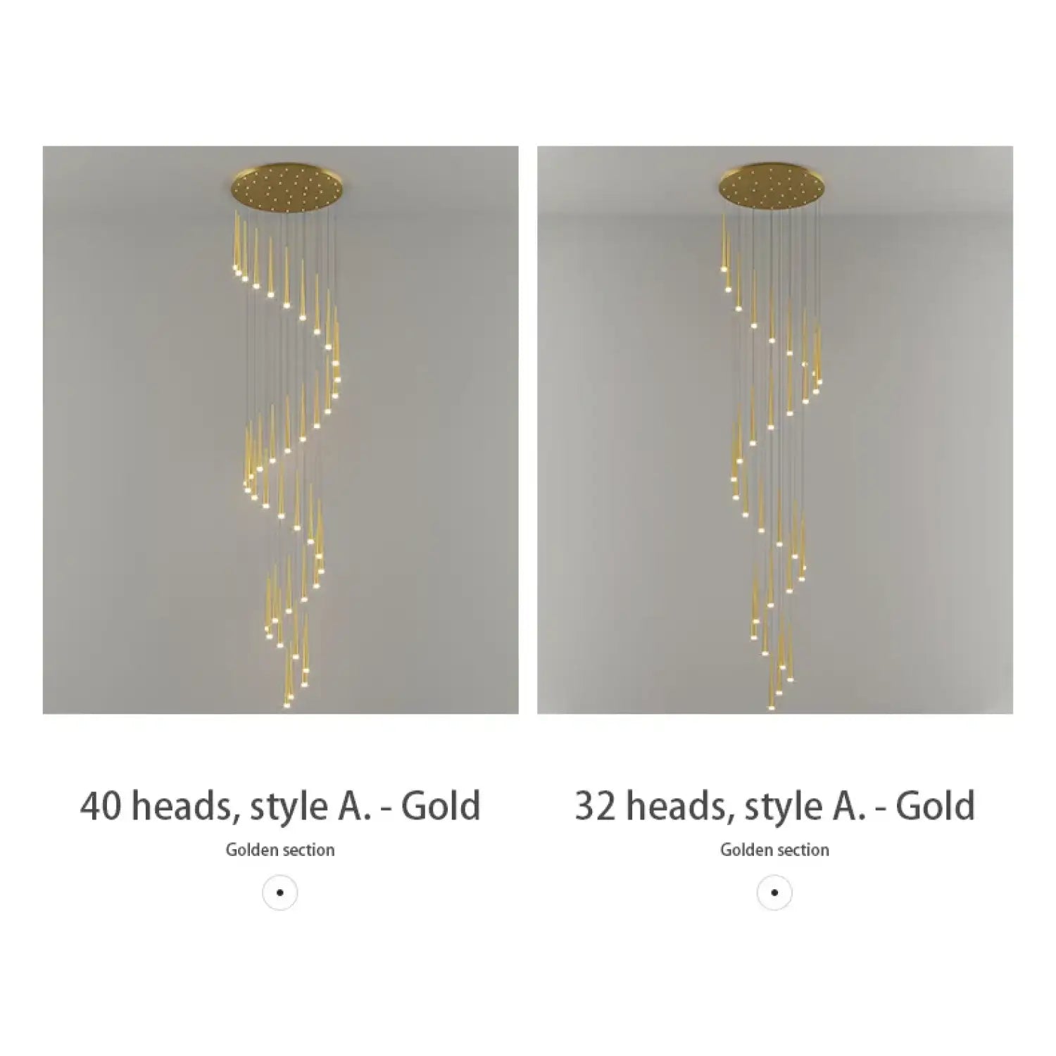Stylish & Long Chandelier for Staircase with Compound Ring Design