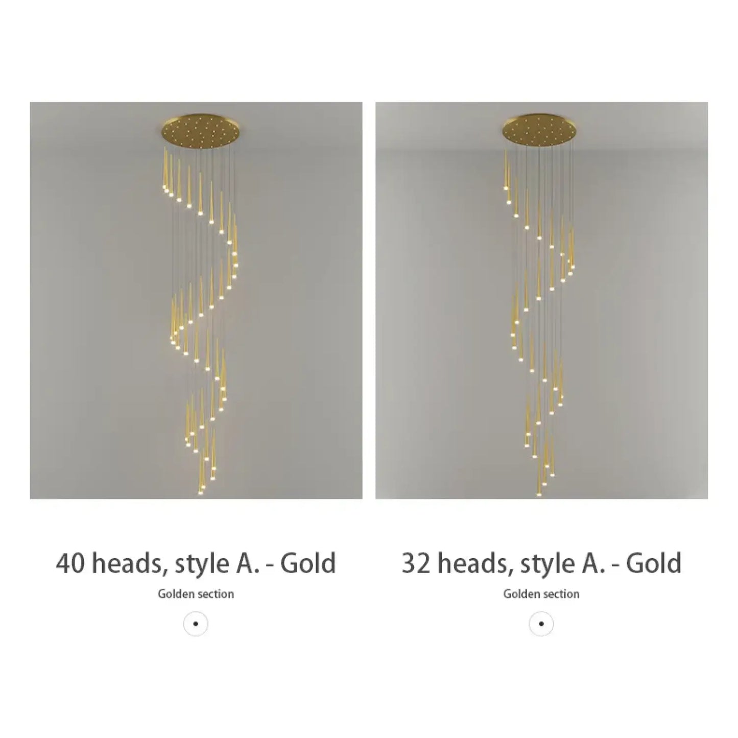 Stylish & Long Chandelier for Staircase with Compound Ring Design
