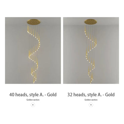 Stylish & Long Chandelier for Staircase with Compound Ring Design