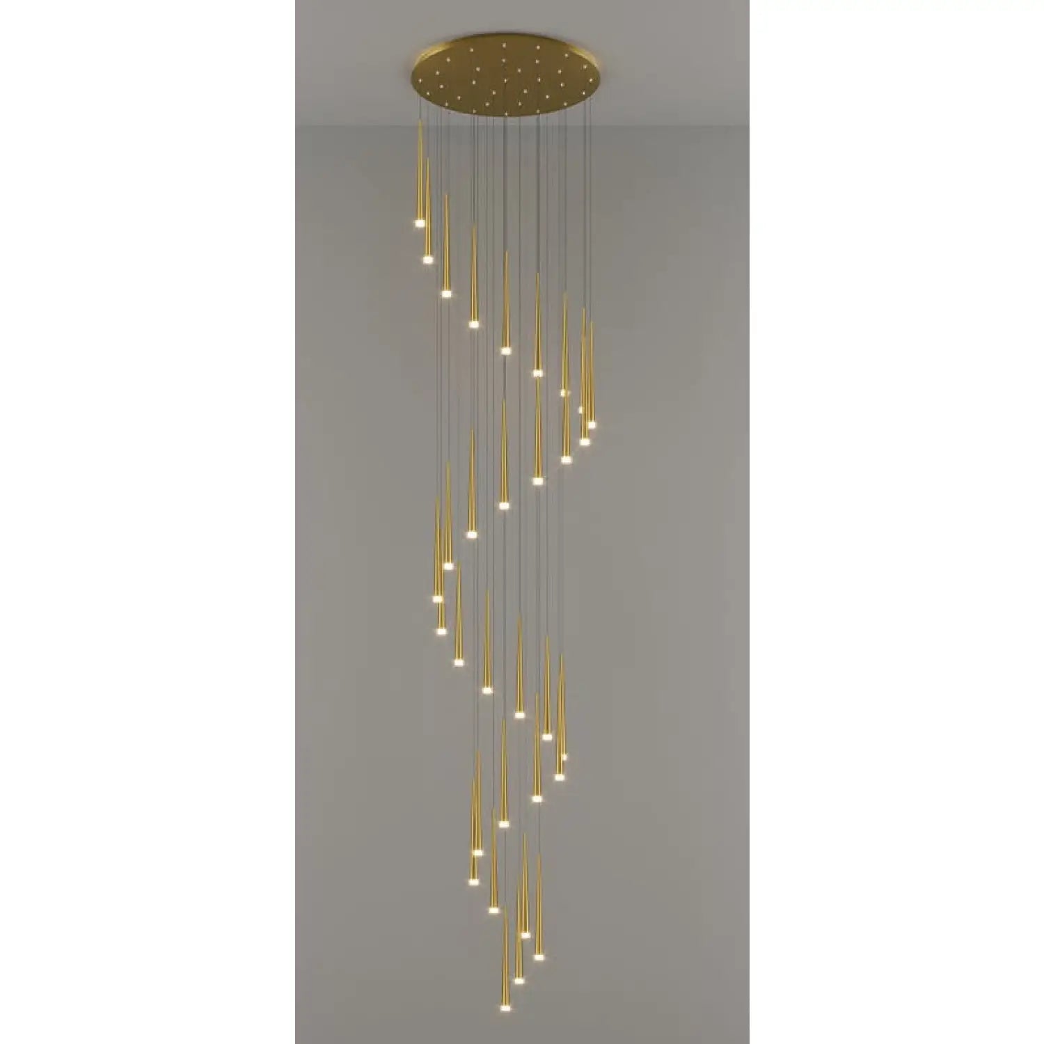 Stylish & Long Chandelier for Staircase with Compound Ring Design
