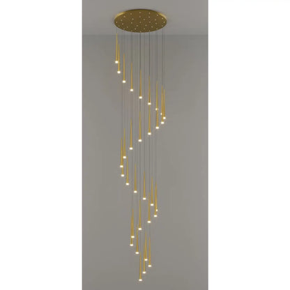 Stylish & Long Chandelier for Staircase with Compound Ring Design