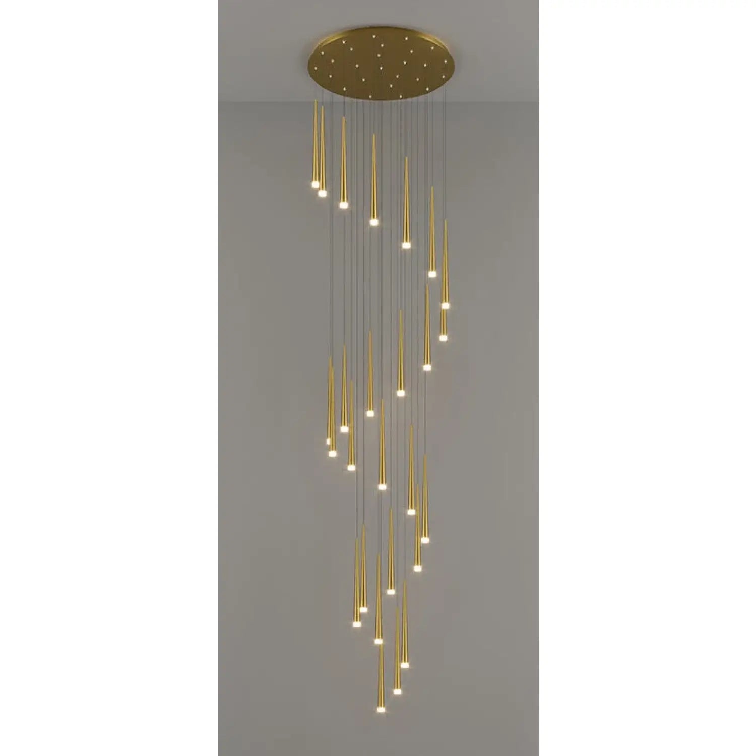 Stylish & Long Chandelier for Staircase with Compound Ring Design