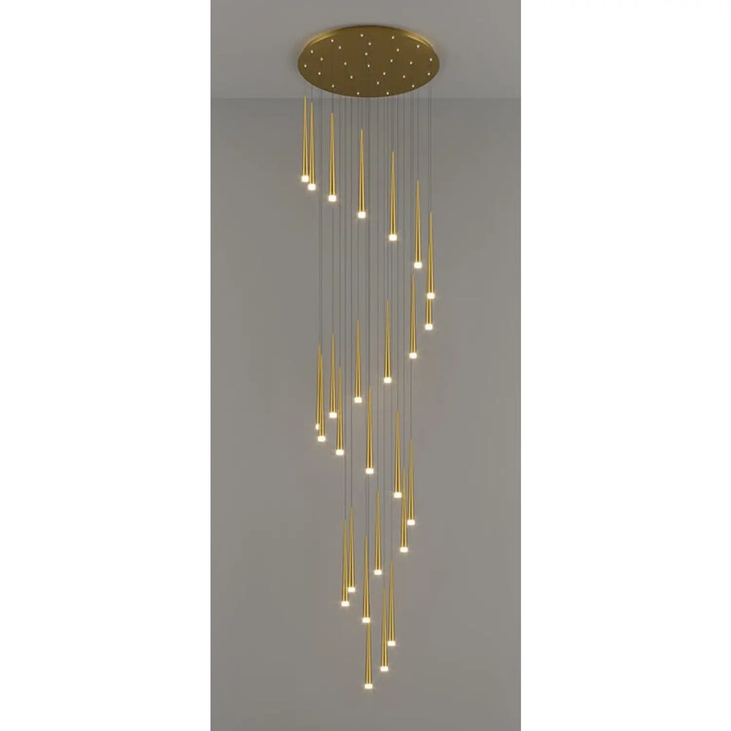 Stylish & Long Chandelier for Staircase with Compound Ring Design