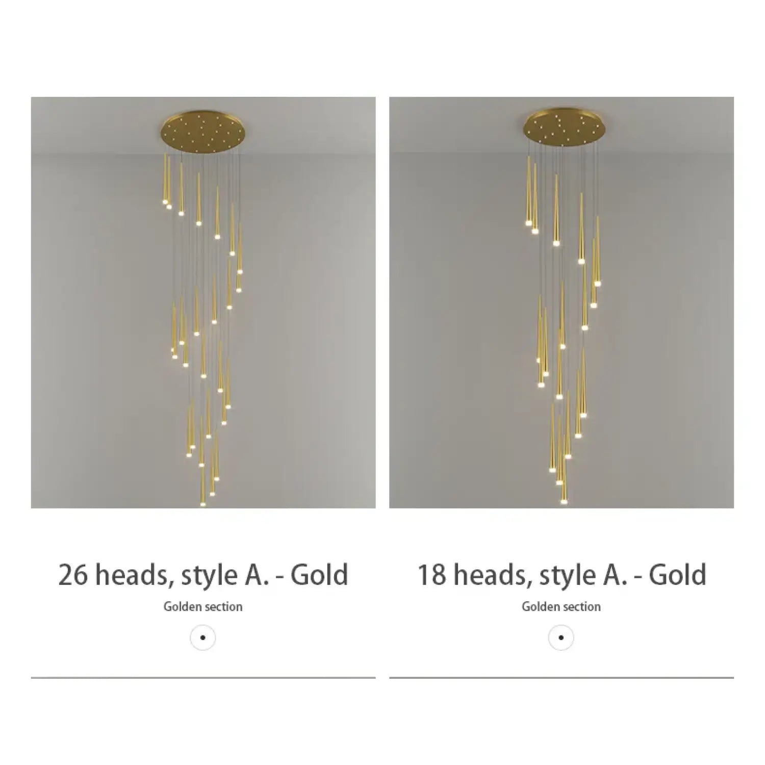 Stylish & Long Chandelier for Staircase with Compound Ring Design