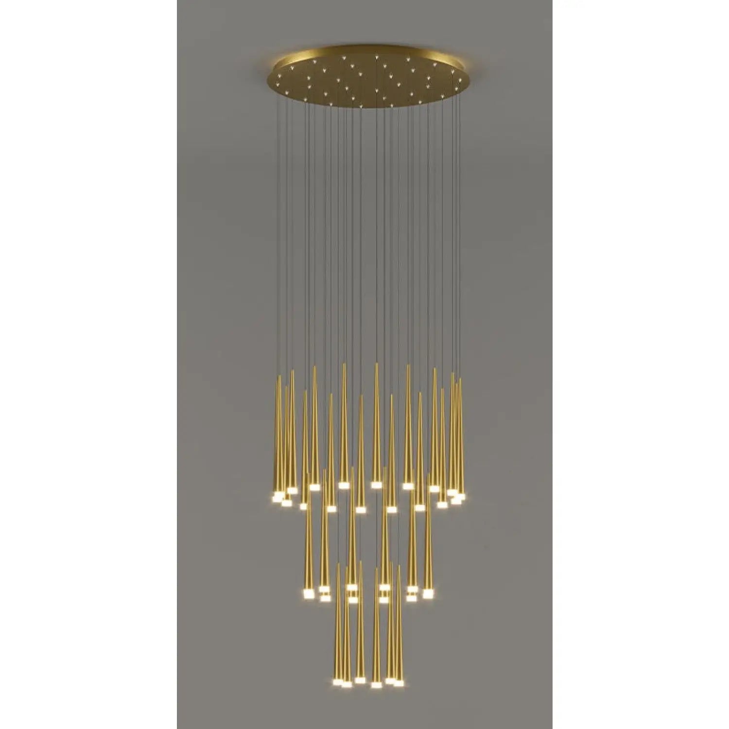 Stylish & Long Chandelier for Staircase with Compound Ring Design
